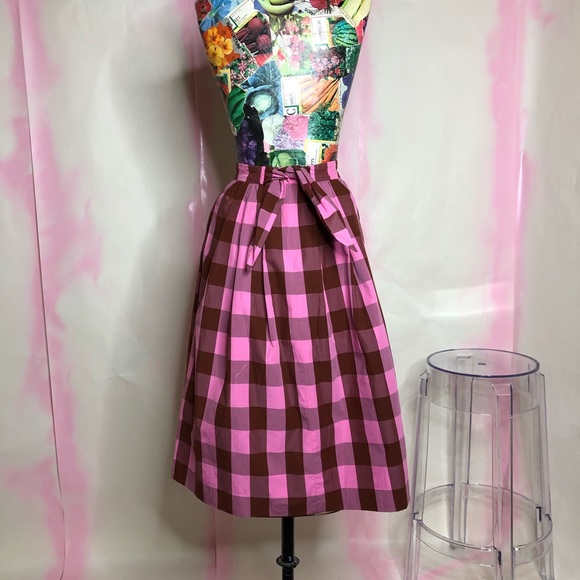 J Crew Cotton Midi Skirt Oversized Gingham Check - Picture 7 of 8